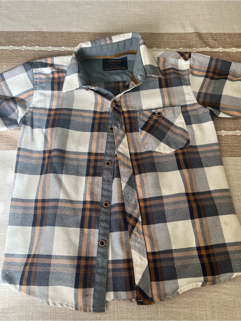 Nomad Boys 6 Short Sleeve Plaid Shirt - Blue & Brown